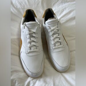 Everlane ReLeather Court Sneaker | White/Mustard Size W/14 M/12 New